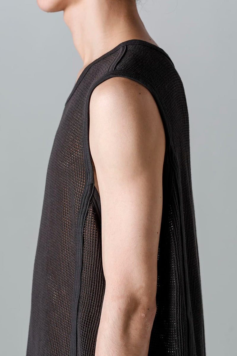 SLEEVELESS TEE Cotton Mesh BLACK