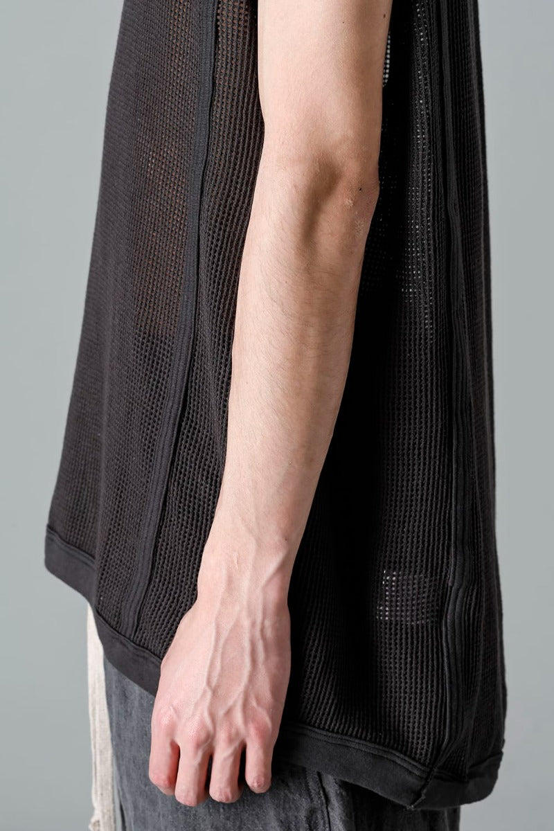 SLEEVELESS TEE Cotton Mesh BLACK