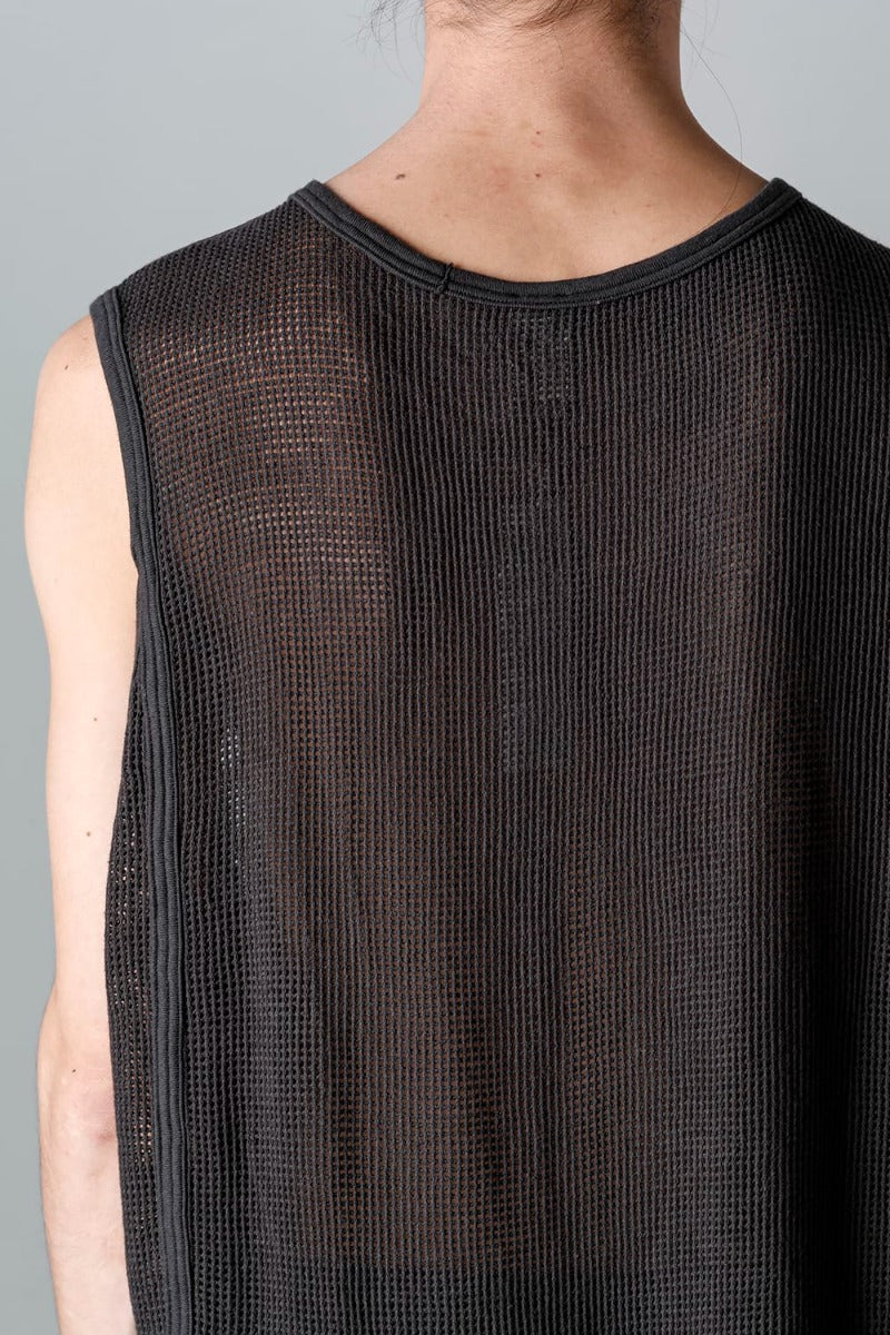 SLEEVELESS TEE Cotton Mesh BLACK