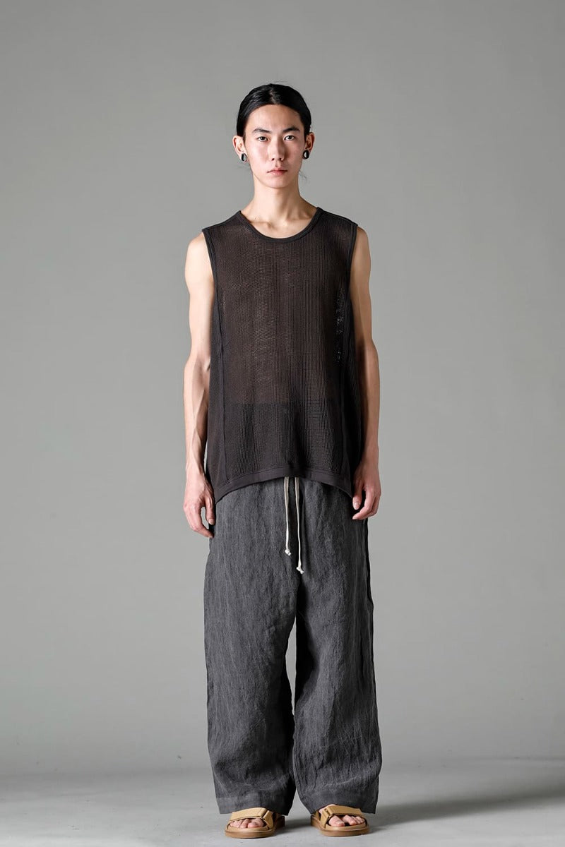 SLEEVELESS TEE Cotton Mesh BLACK