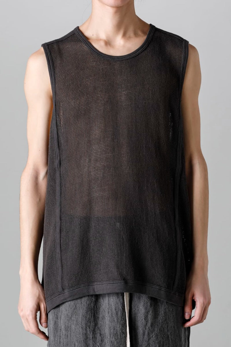 SLEEVELESS TEE Cotton Mesh BLACK