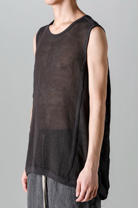 SLEEVELESS TEE Cotton Mesh BLACK