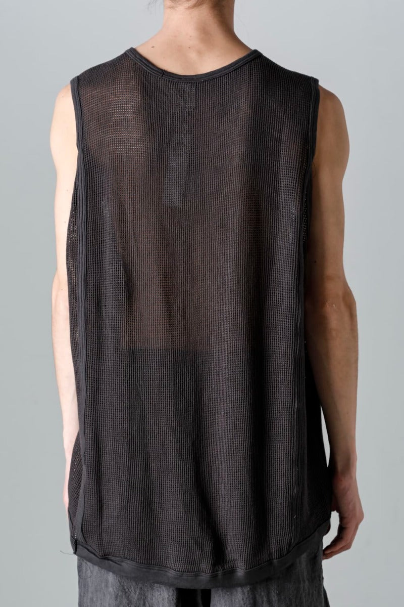 SLEEVELESS TEE Cotton Mesh BLACK