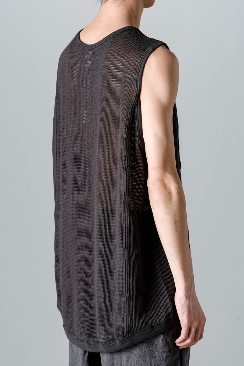 SLEEVELESS TEE Cotton Mesh BLACK