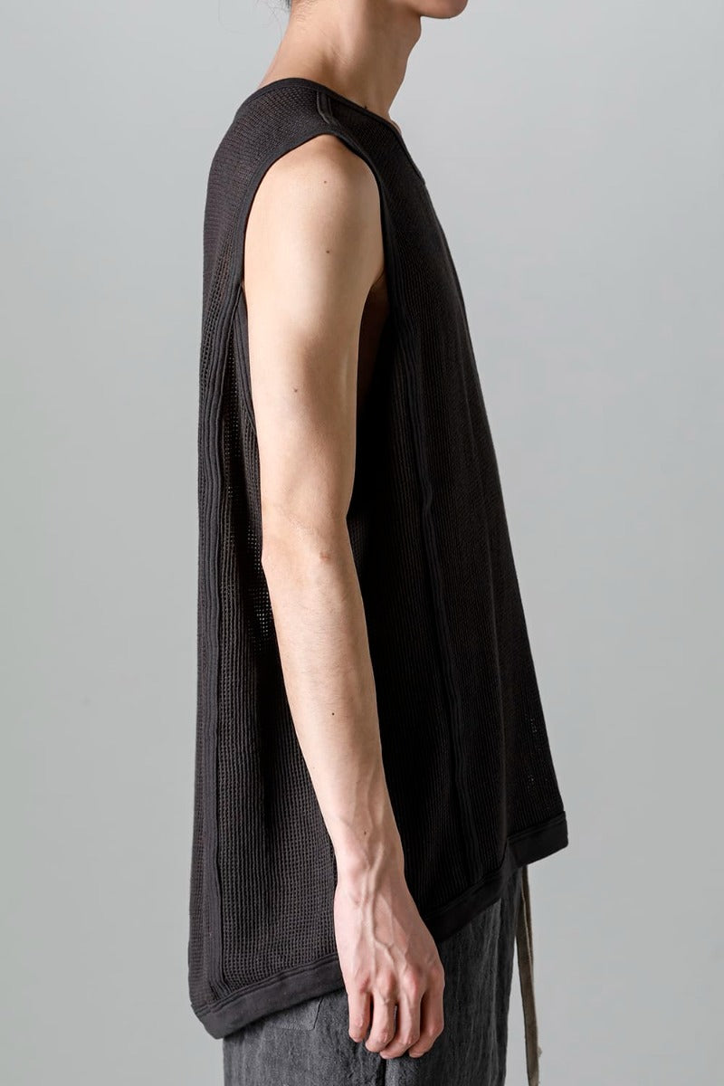 SLEEVELESS TEE Cotton Mesh BLACK