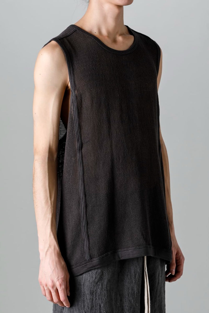 SLEEVELESS TEE Cotton Mesh BLACK