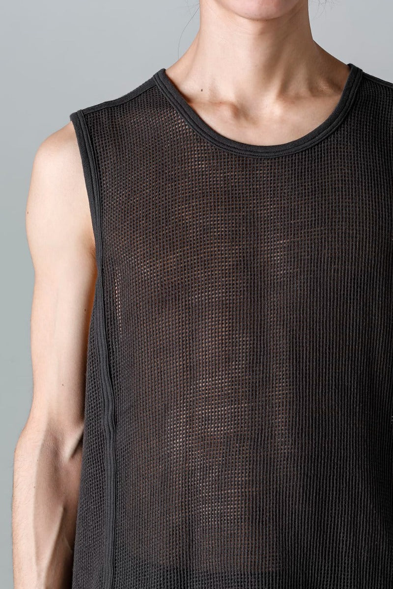 SLEEVELESS TEE Cotton Mesh BLACK