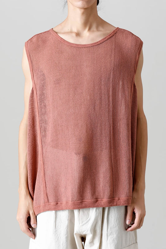 SLEEVELESS TEE Cotton Mesh OLD PINK