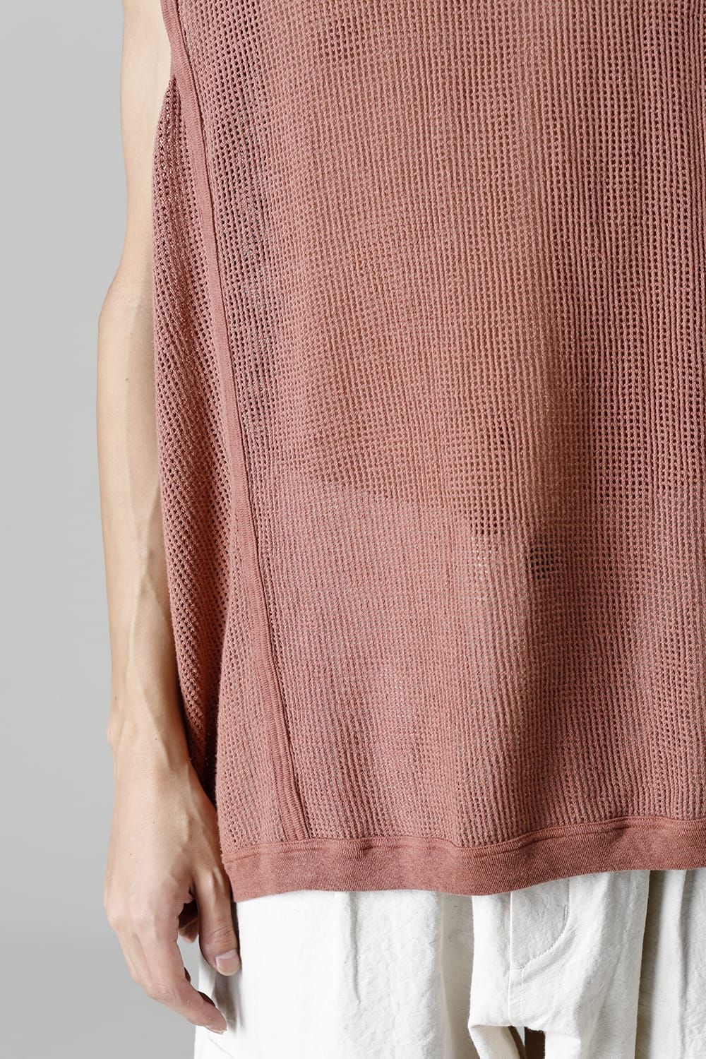 SLEEVELESS TEE Cotton Mesh OLD PINK