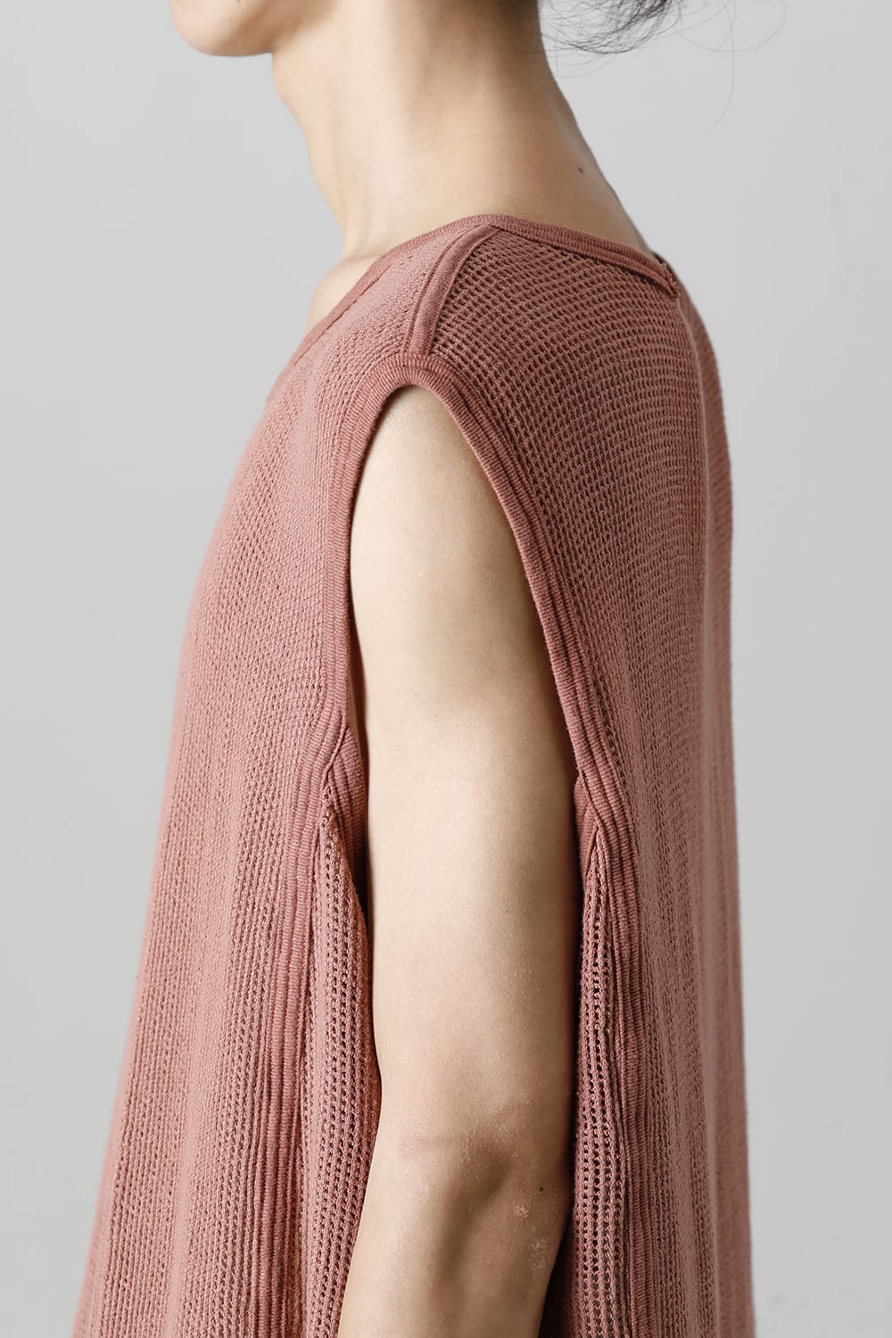 SLEEVELESS TEE Cotton Mesh OLD PINK