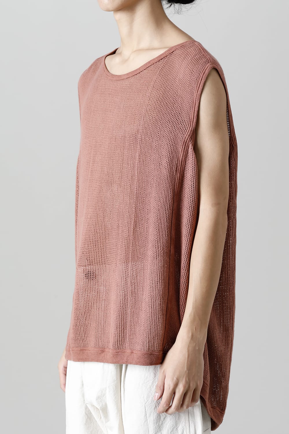 SLEEVELESS TEE Cotton Mesh OLD PINK