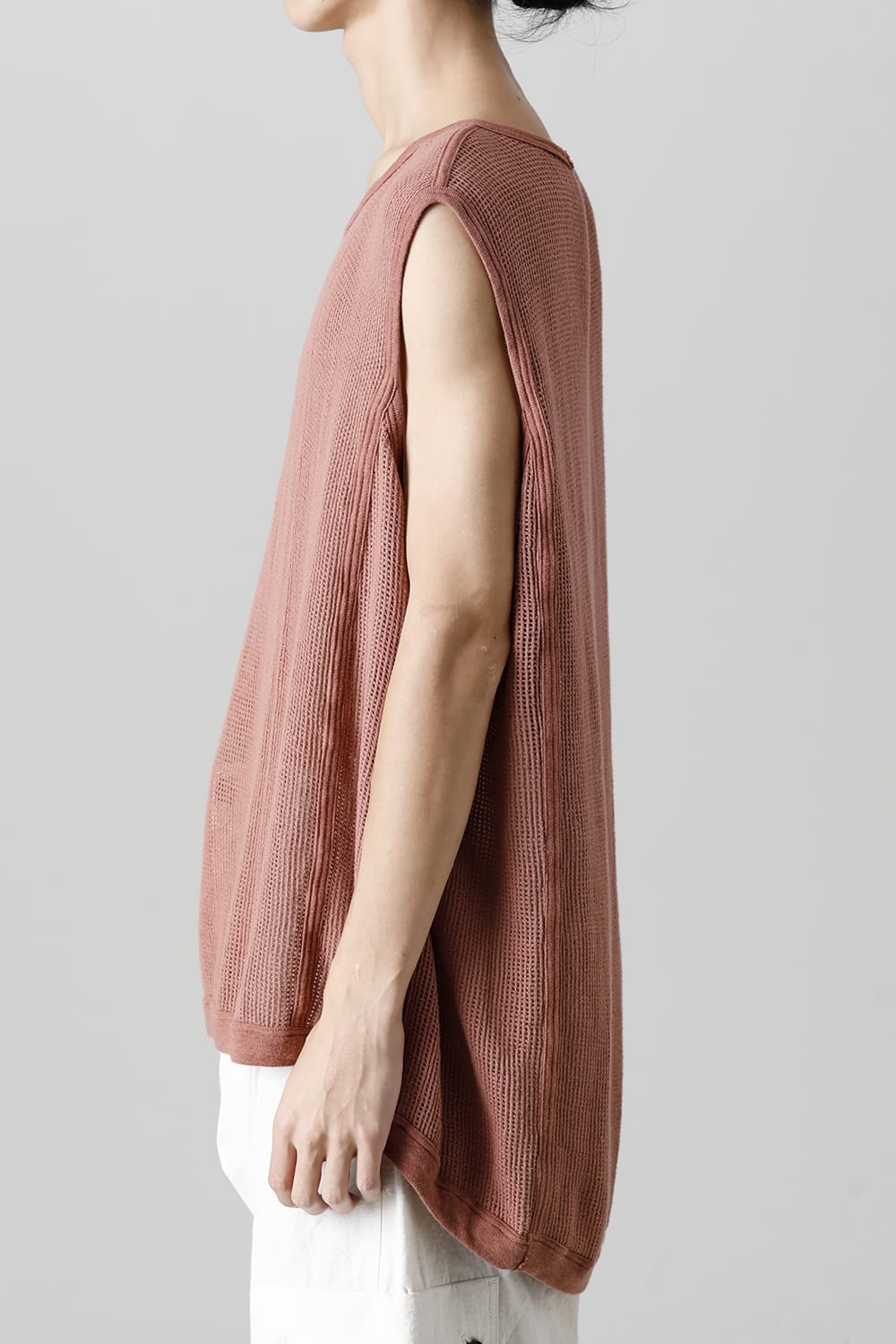 SLEEVELESS TEE Cotton Mesh OLD PINK