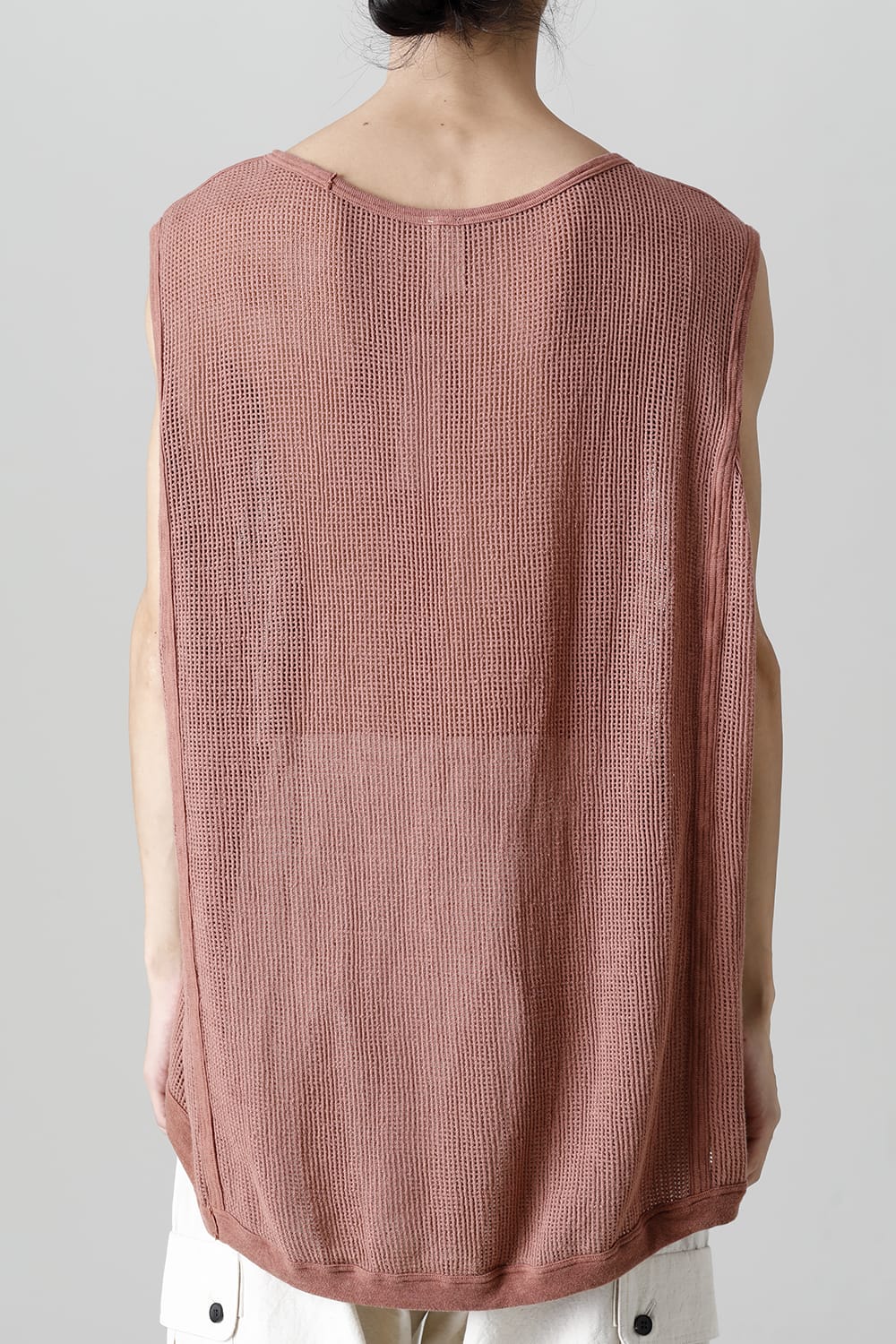 SLEEVELESS TEE Cotton Mesh OLD PINK