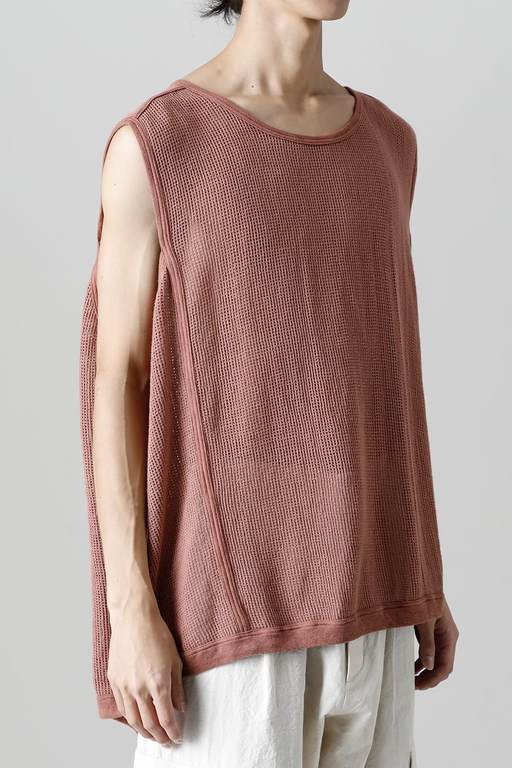 SLEEVELESS TEE Cotton Mesh OLD PINK