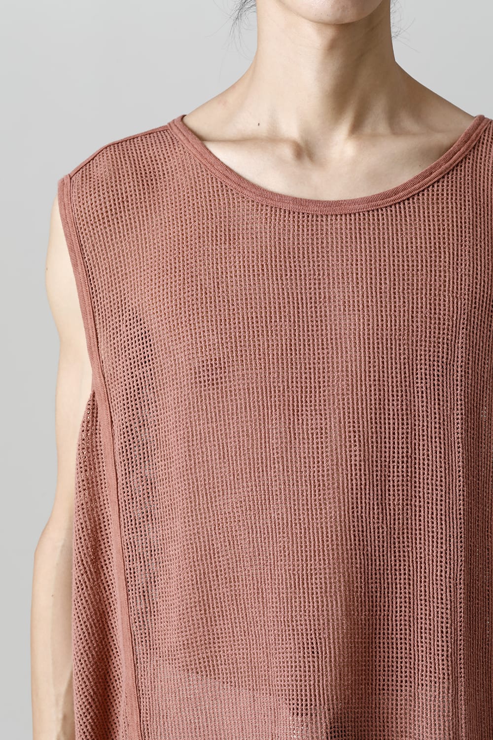 SLEEVELESS TEE Cotton Mesh OLD PINK