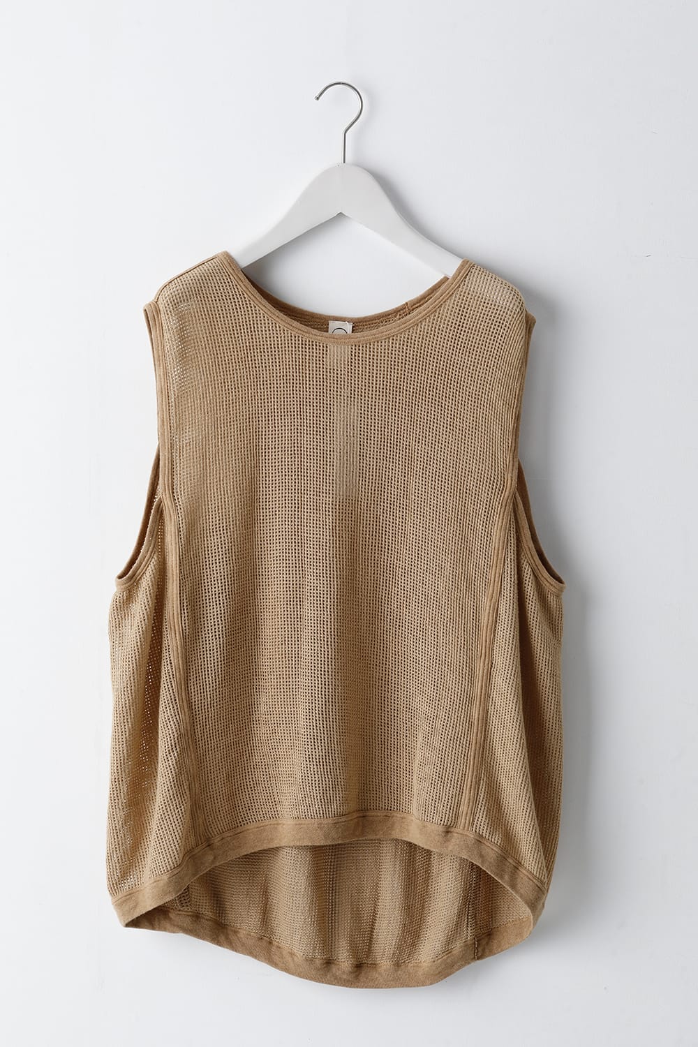 SLEEVELESS TEE Cotton Mesh YELLOW BEIGE