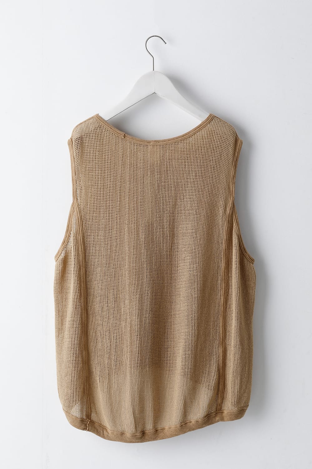 SLEEVELESS TEE Cotton Mesh YELLOW BEIGE