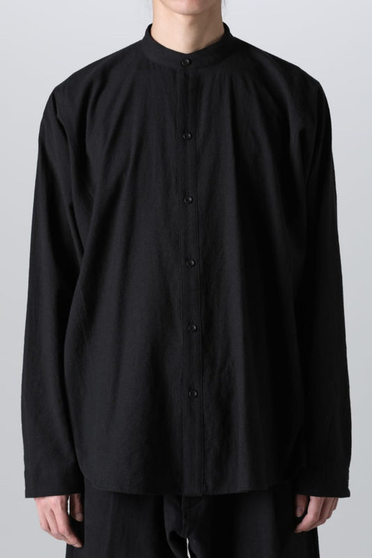 BASIC SHIRT  Wool Cotton Linen Shirting Black