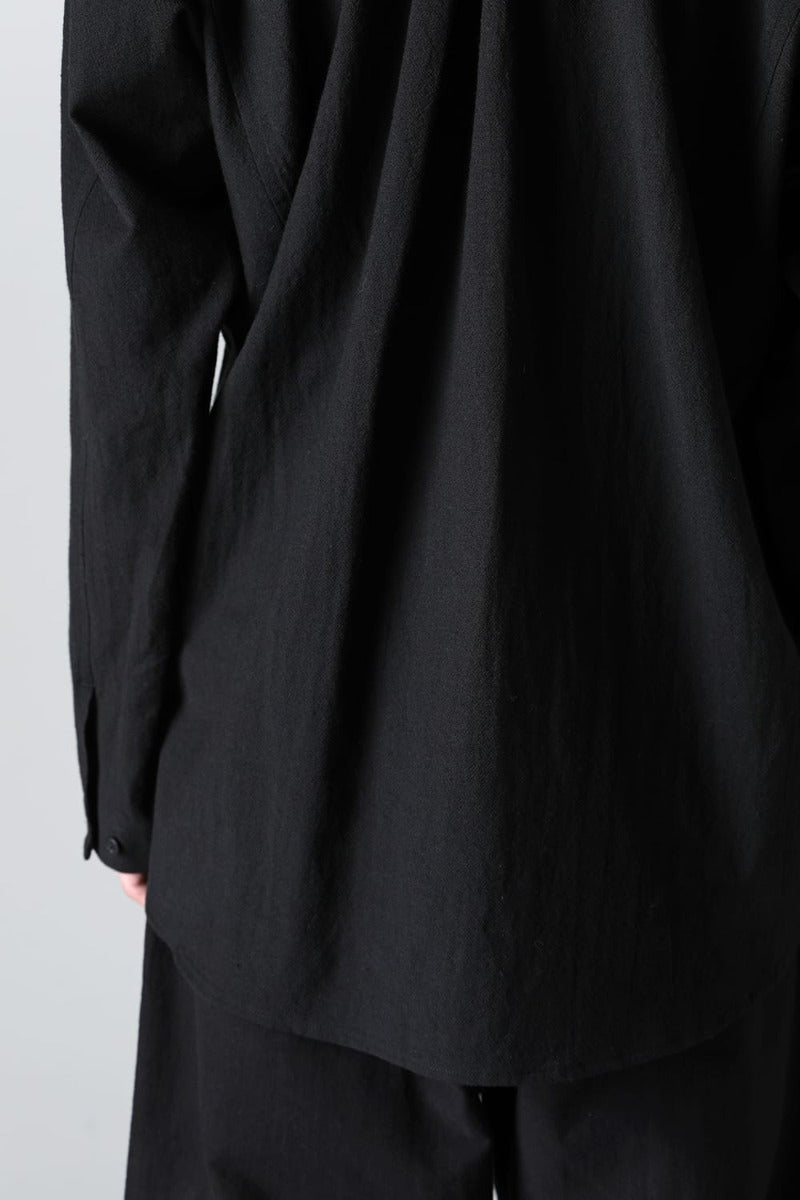 BASIC SHIRT  Wool Cotton Linen Shirting Black