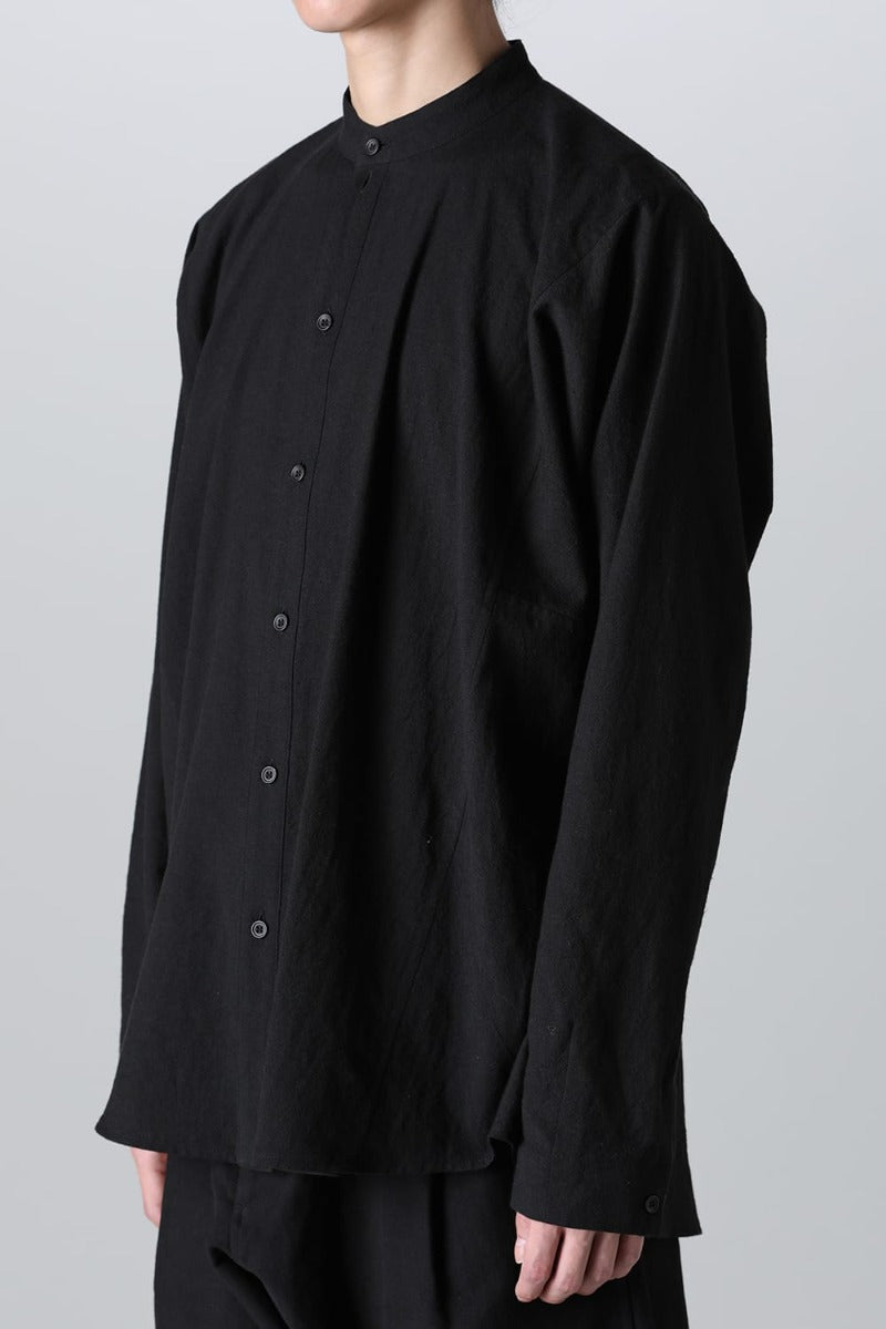 BASIC SHIRT  Wool Cotton Linen Shirting Black