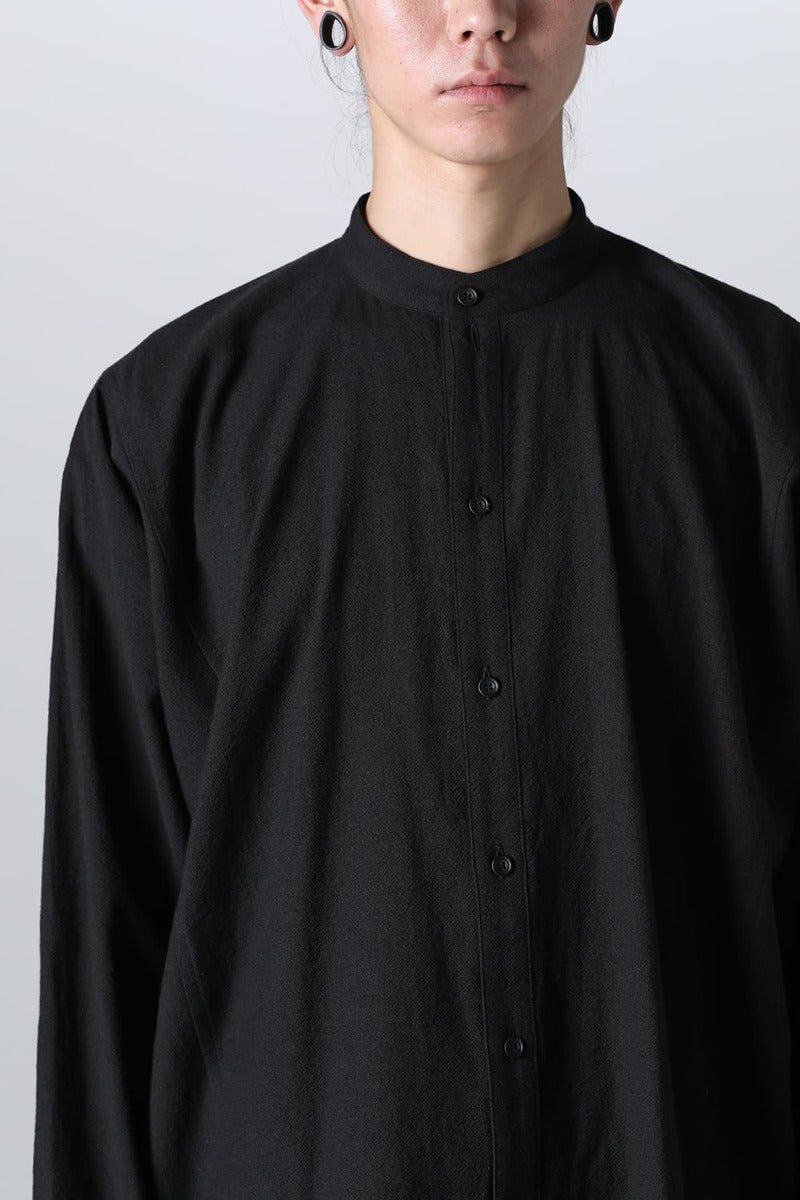 BASIC SHIRT  Wool Cotton Linen Shirting Black