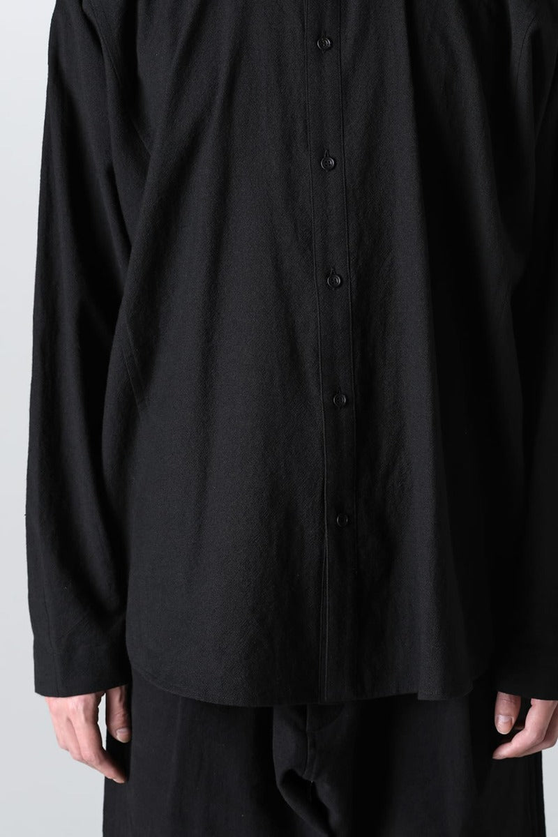 BASIC SHIRT  Wool Cotton Linen Shirting Black