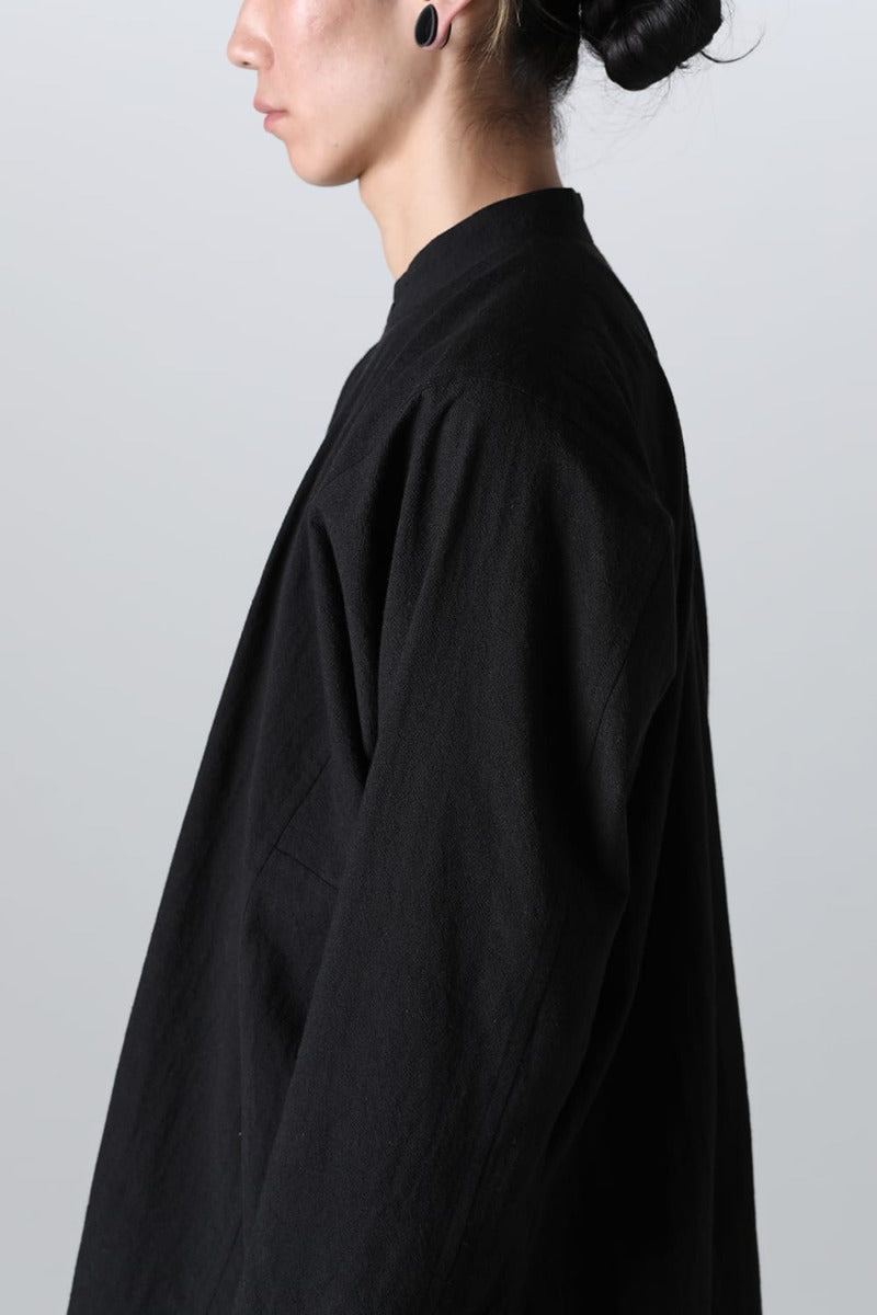 BASIC SHIRT  Wool Cotton Linen Shirting Black