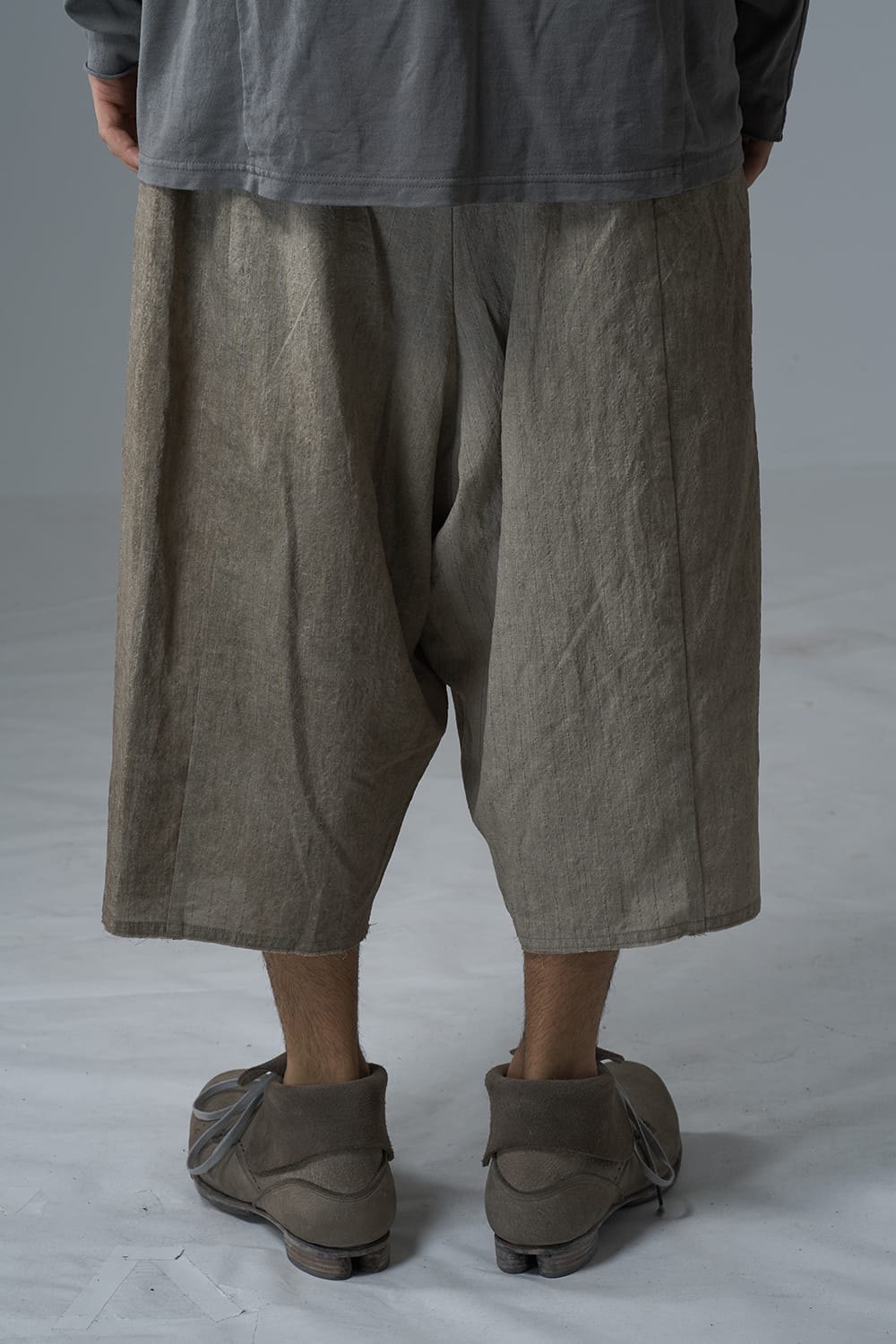 Baggy cropped pants cotton / linen cold dyed