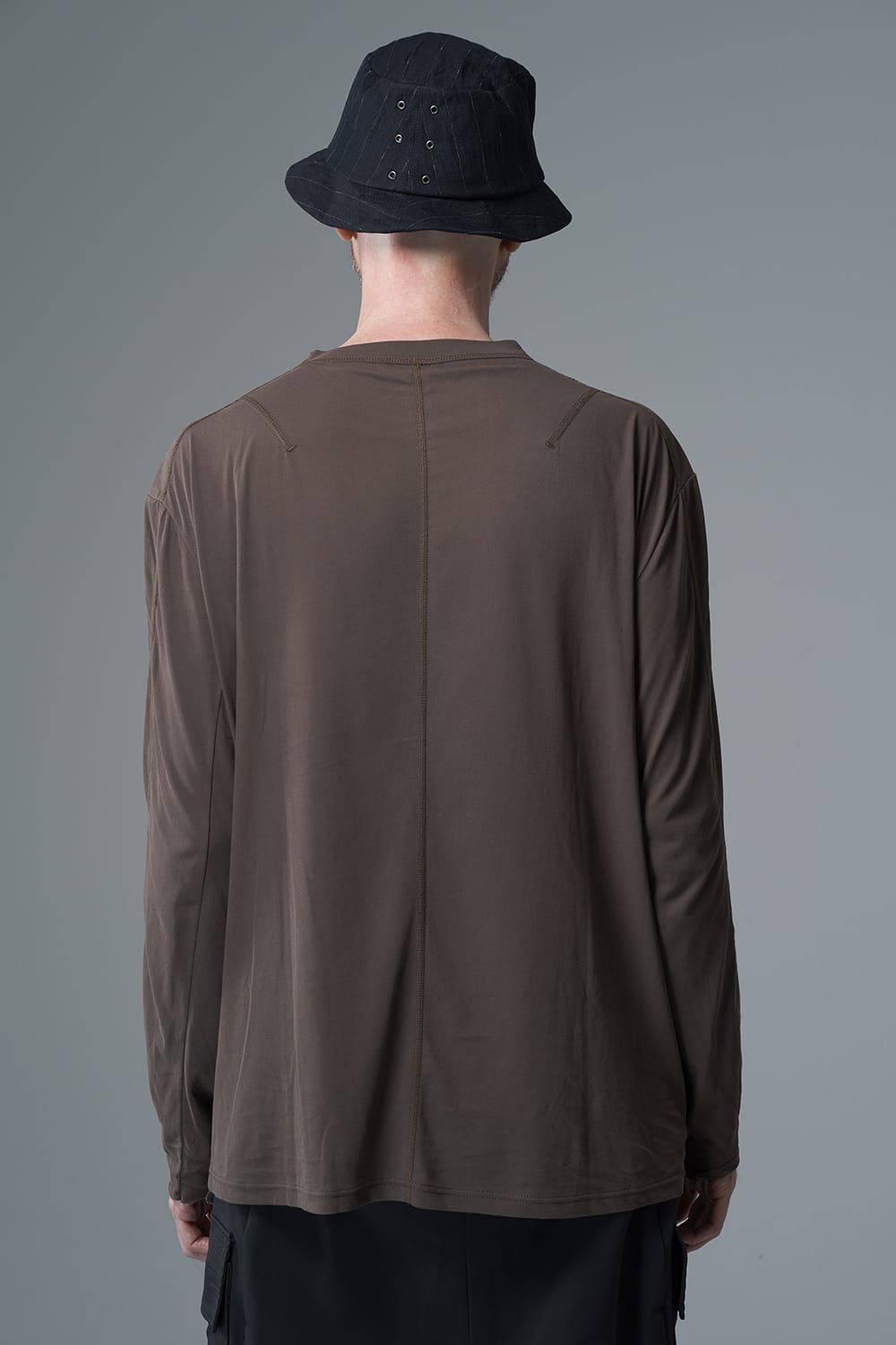 Long sleeve loose fit tight twist yarn jersey  Dark Beige