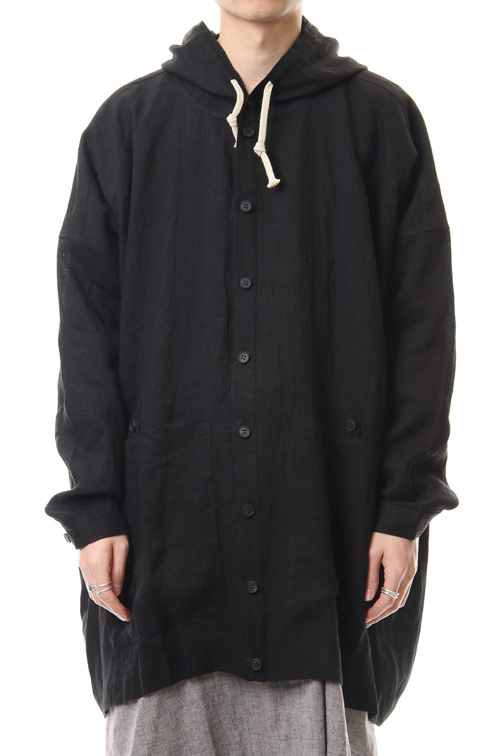 Stripe linen Hooded Shirts Jacket