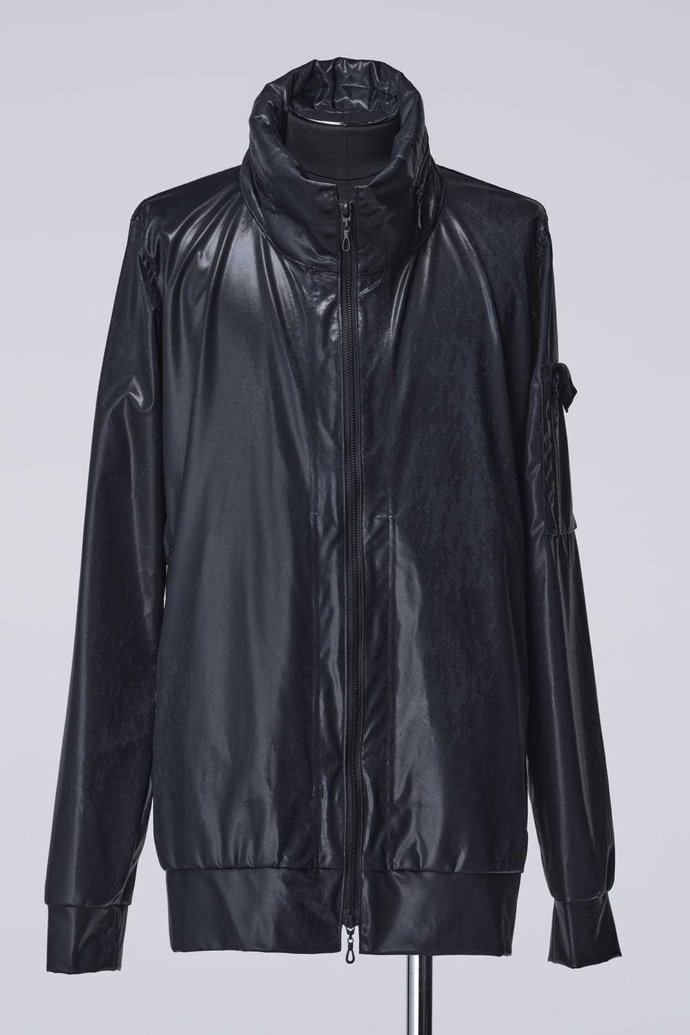 Cross Dot Wet Print Stand Collar Zip Blouson