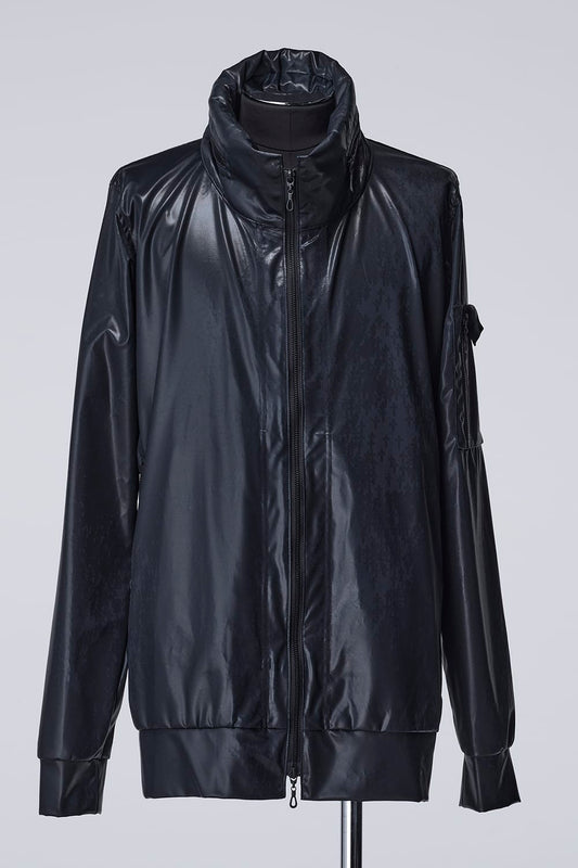 Cross Dot Wet Print Stand Collar Zip Blouson