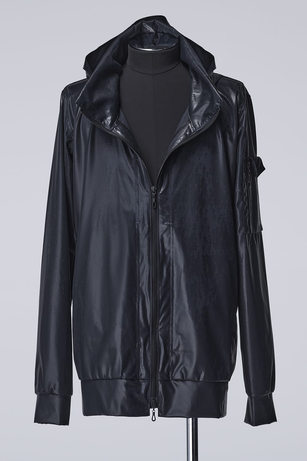 Cross Dot Wet Print Stand Collar Zip Blouson