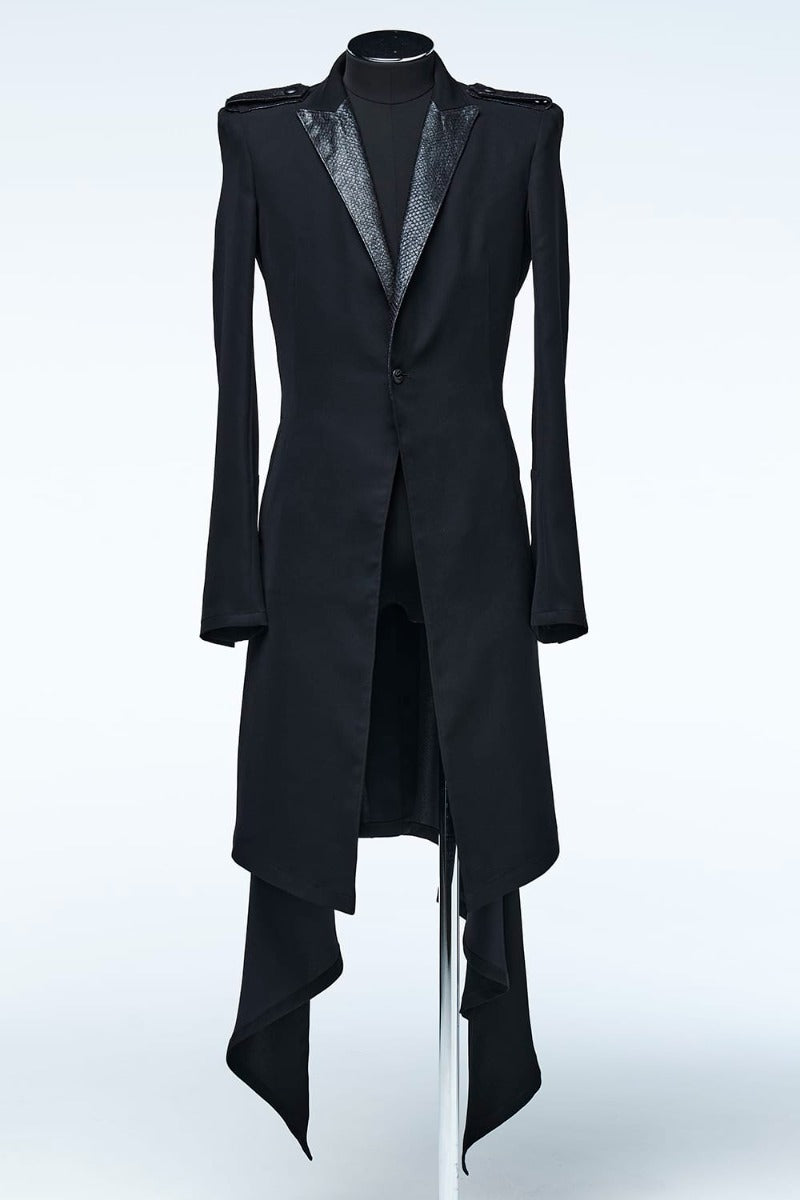 Fish Leather Lapel Flare Jacket