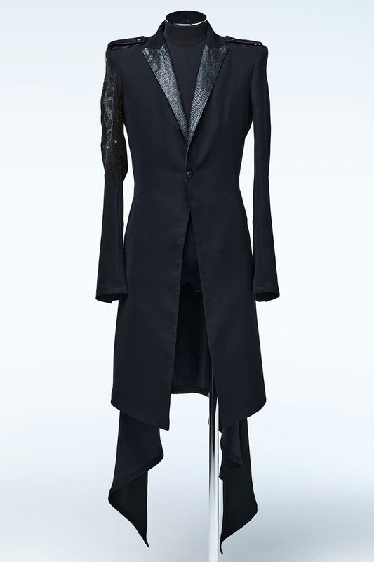 Fish Leather Lapel Flare Jacket SWR