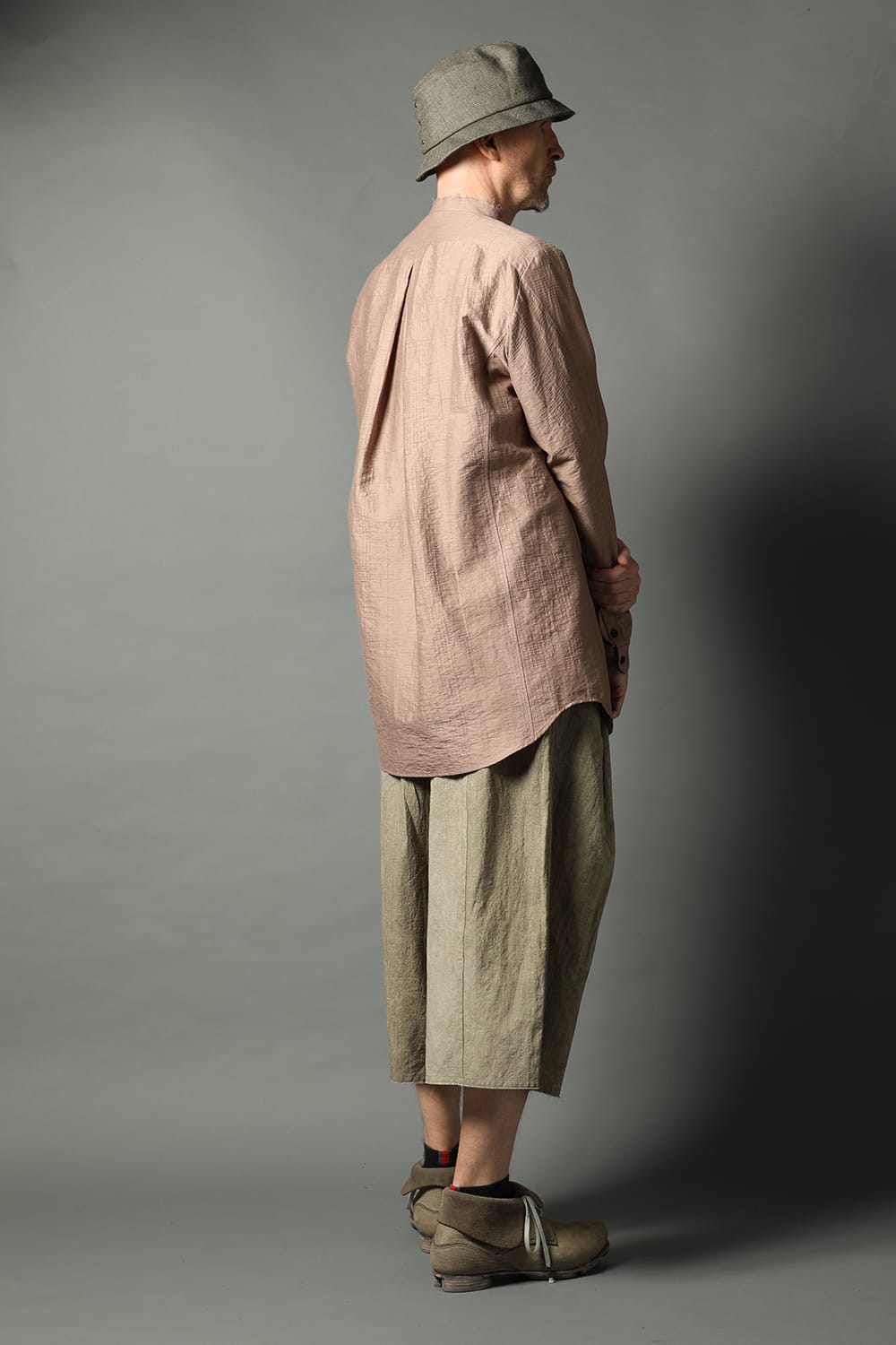 Baggy cropped pants cotton / linen cold dyed