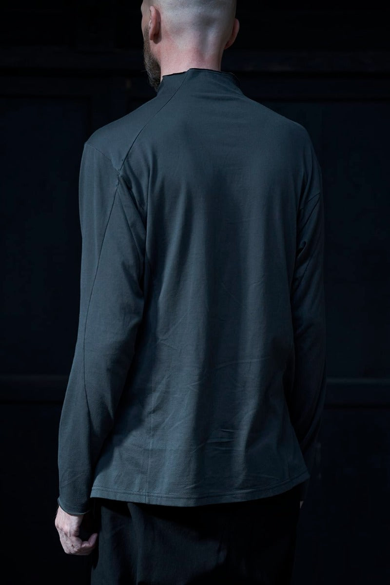 Semi High neck Long sleeve suvin cotton jersey  Charcoal