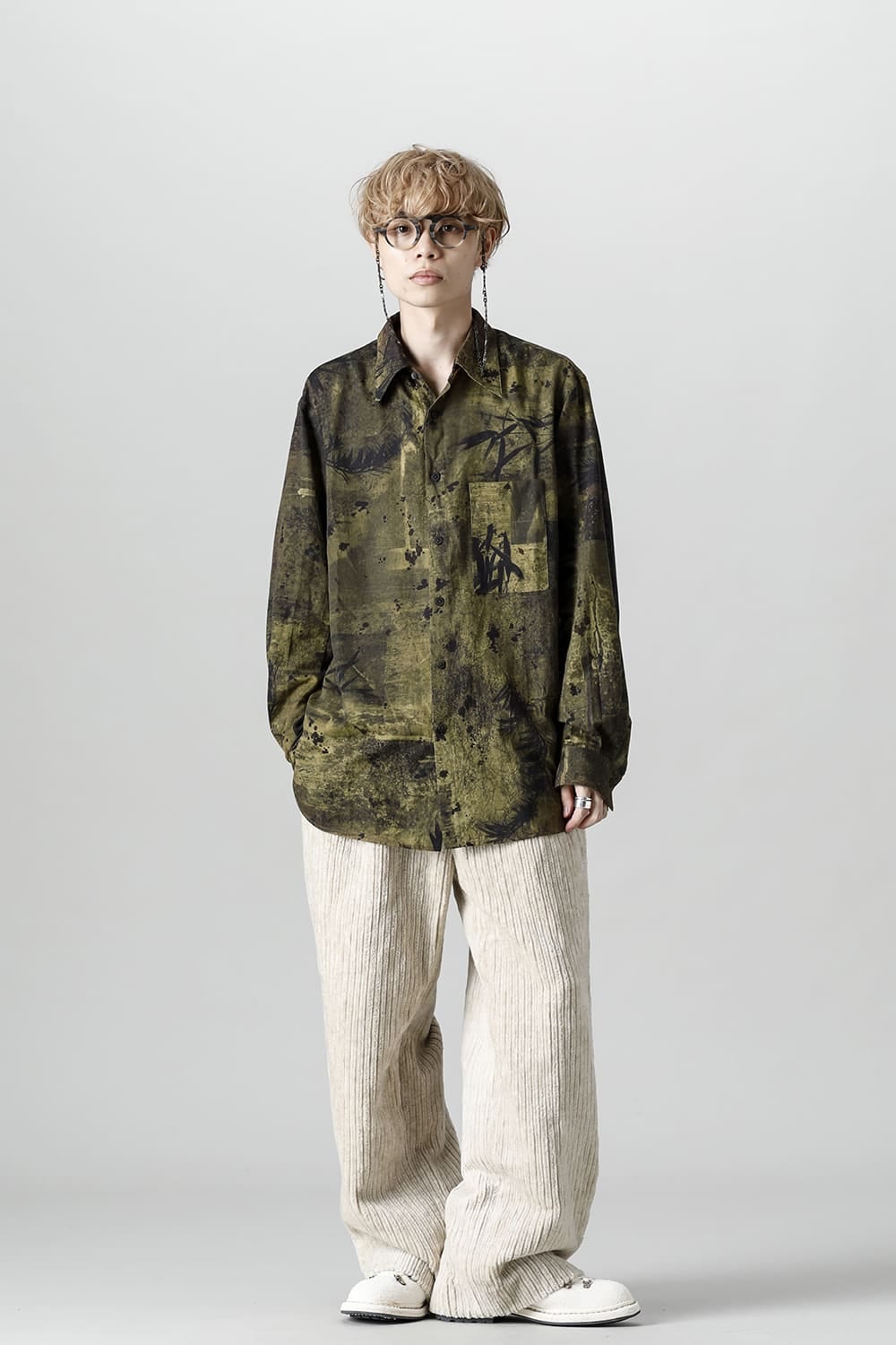 Front Pleated Corduroy Long Trousers