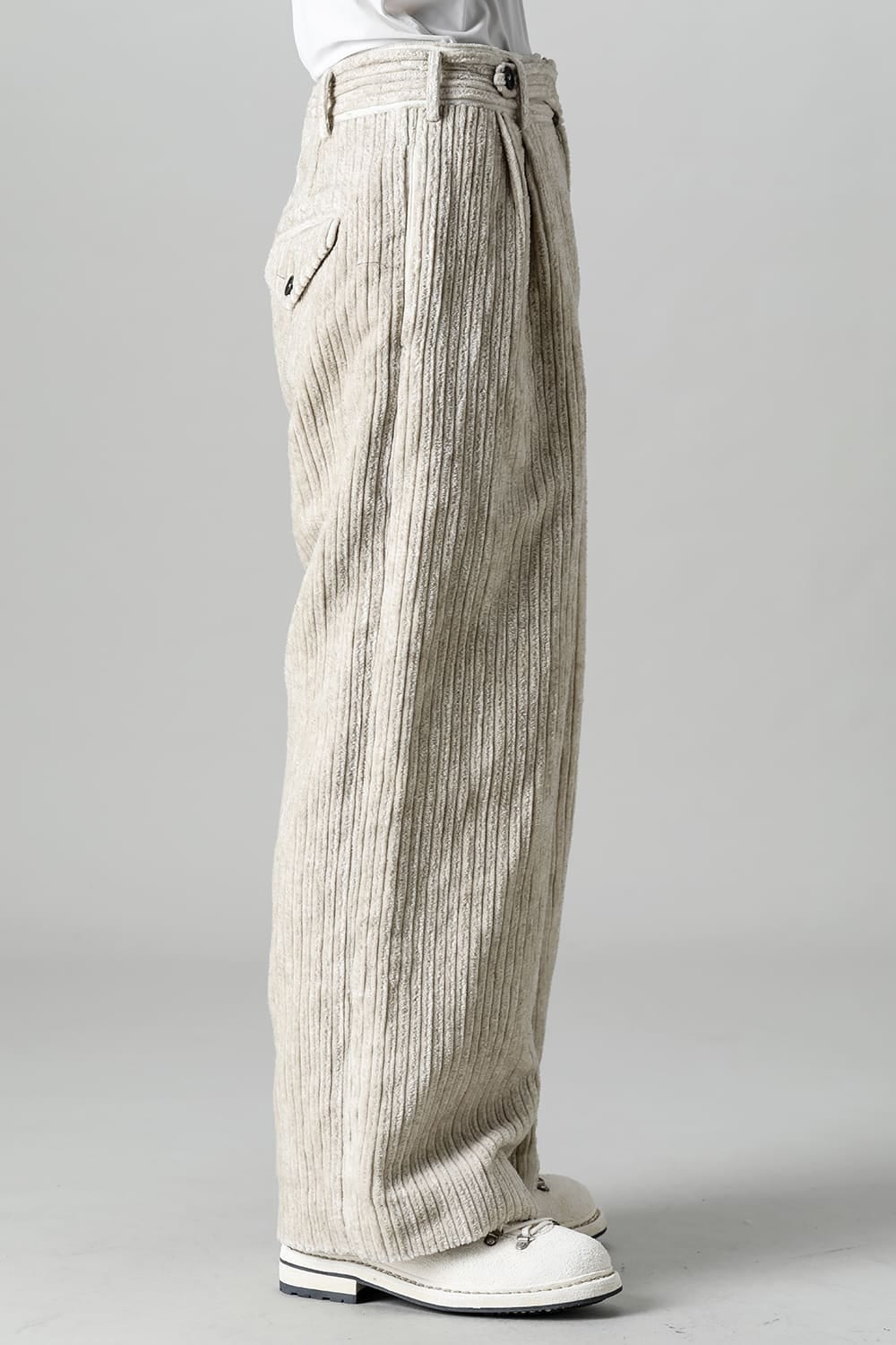 Front Pleated Corduroy Long Trousers