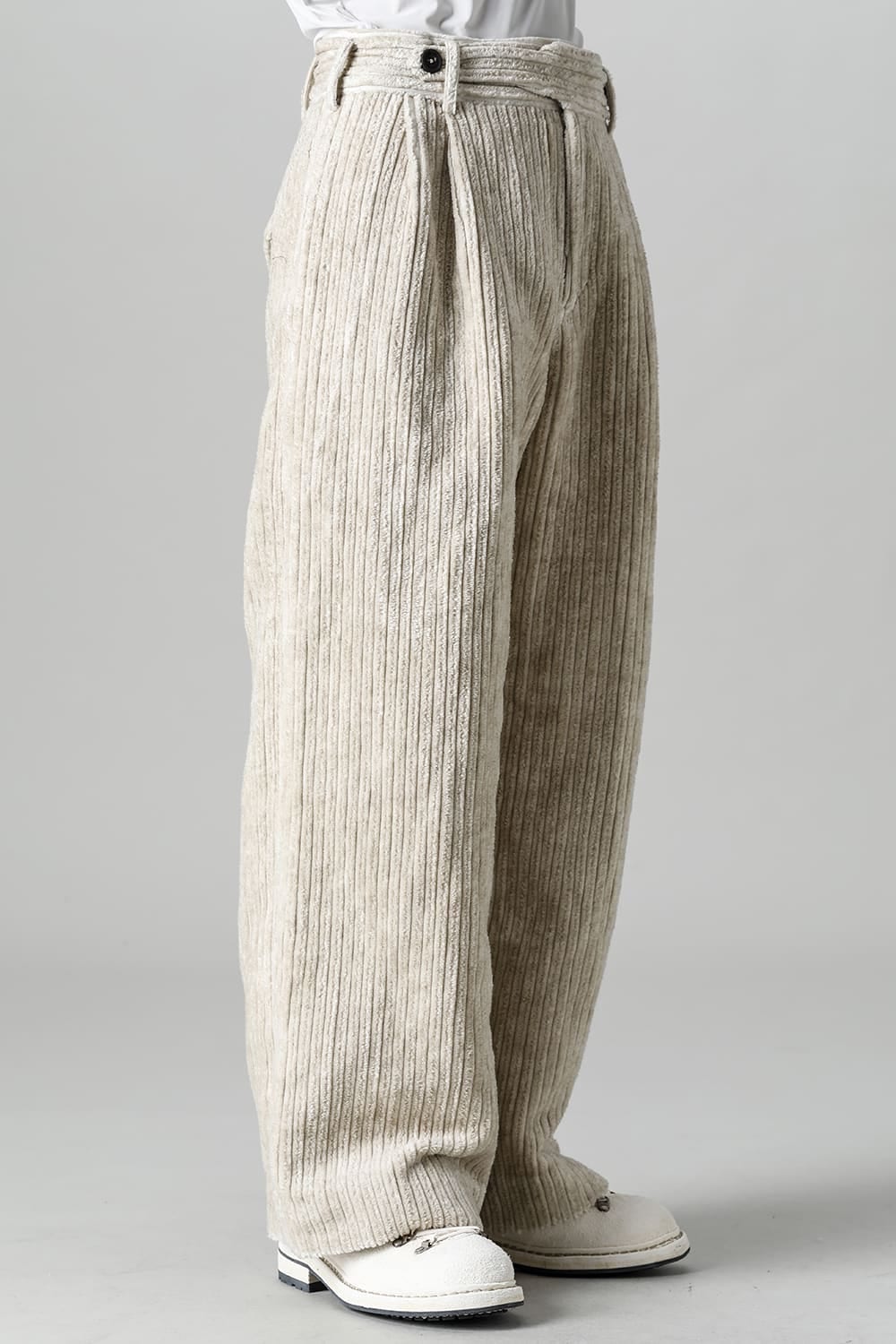 Front Pleated Corduroy Long Trousers