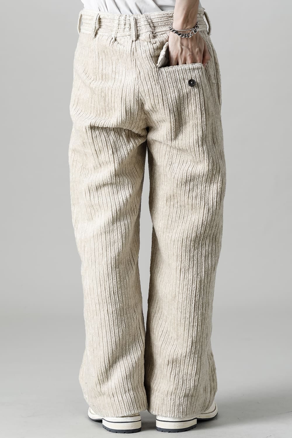 Front Pleated Corduroy Long Trousers