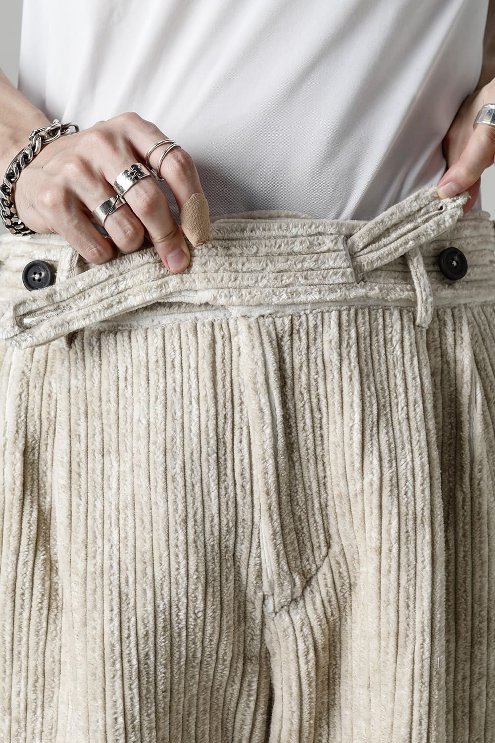 Front Pleated Corduroy Long Trousers