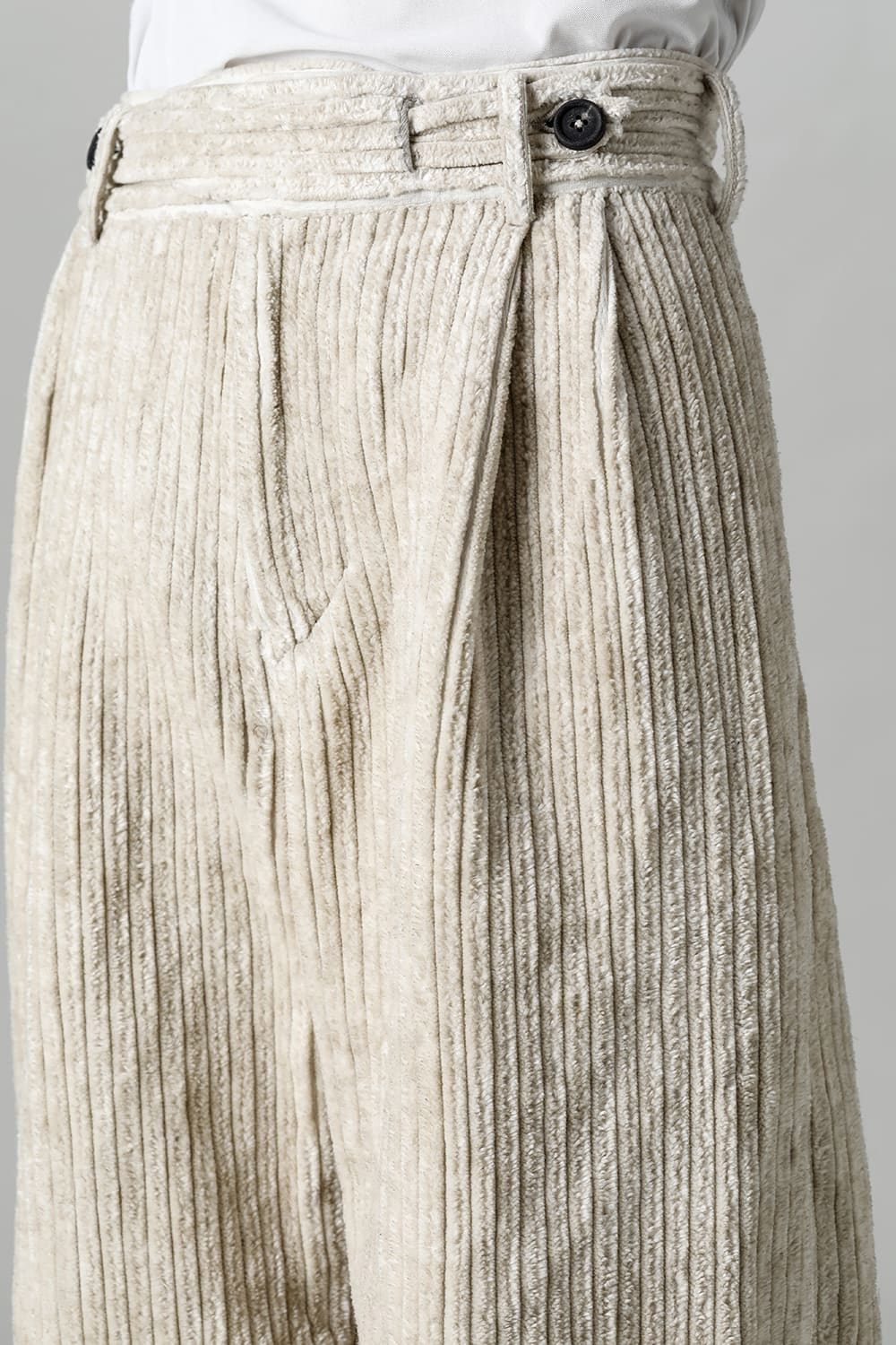 Front Pleated Corduroy Long Trousers