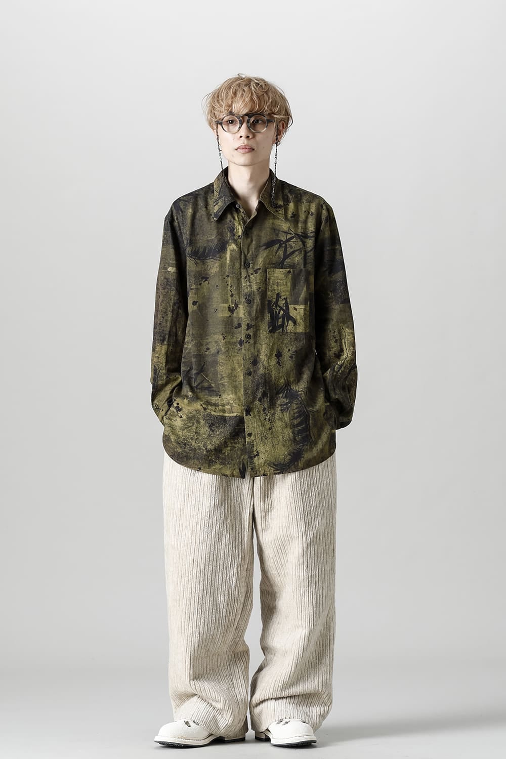 Front Pleated Corduroy Long Trousers