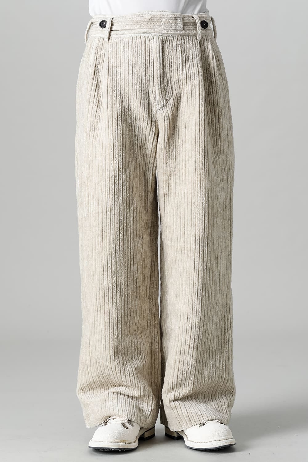 Front Pleated Corduroy Long Trousers