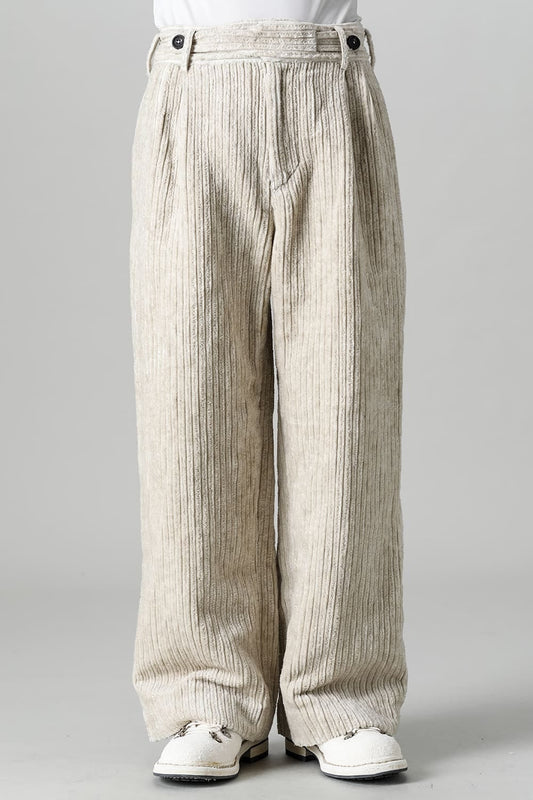 Front Pleated Corduroy Long Trousers