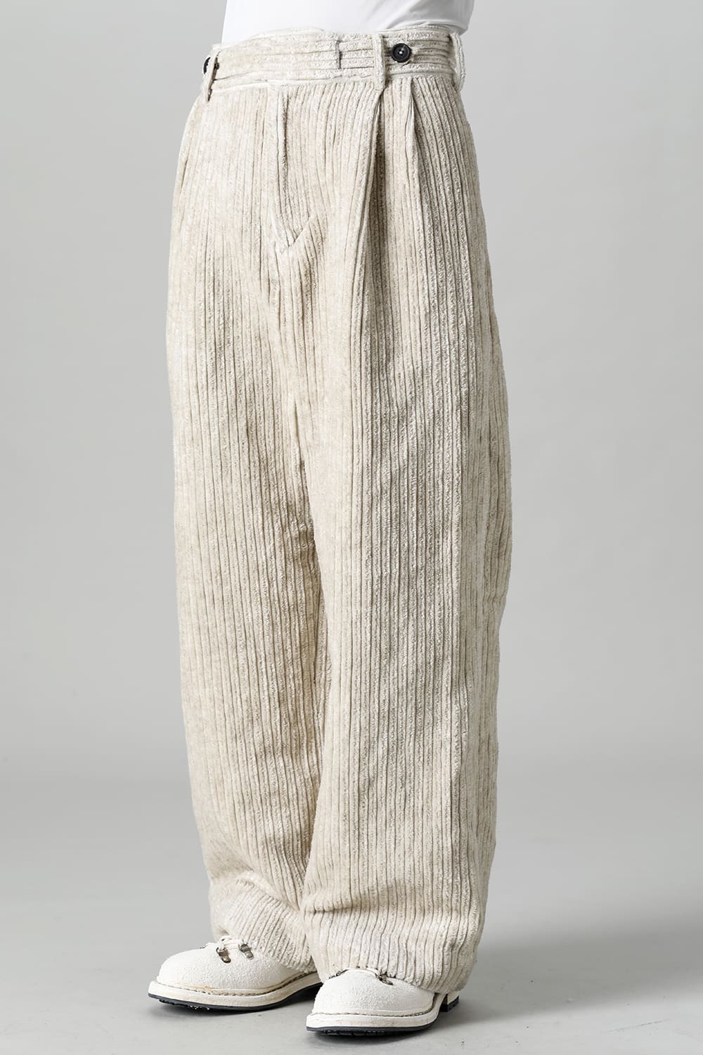 Front Pleated Corduroy Long Trousers