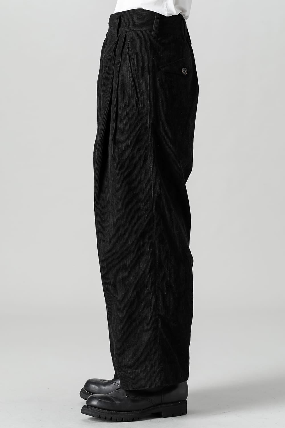 Classic Pleated Wide Leg Corduroy Trousers