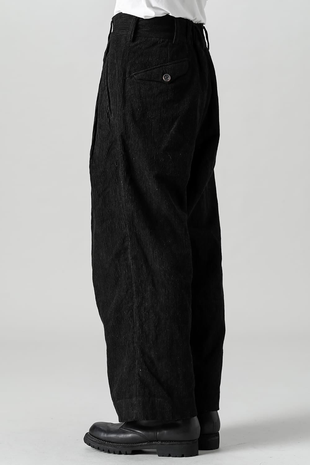 Classic Pleated Wide Leg Corduroy Trousers