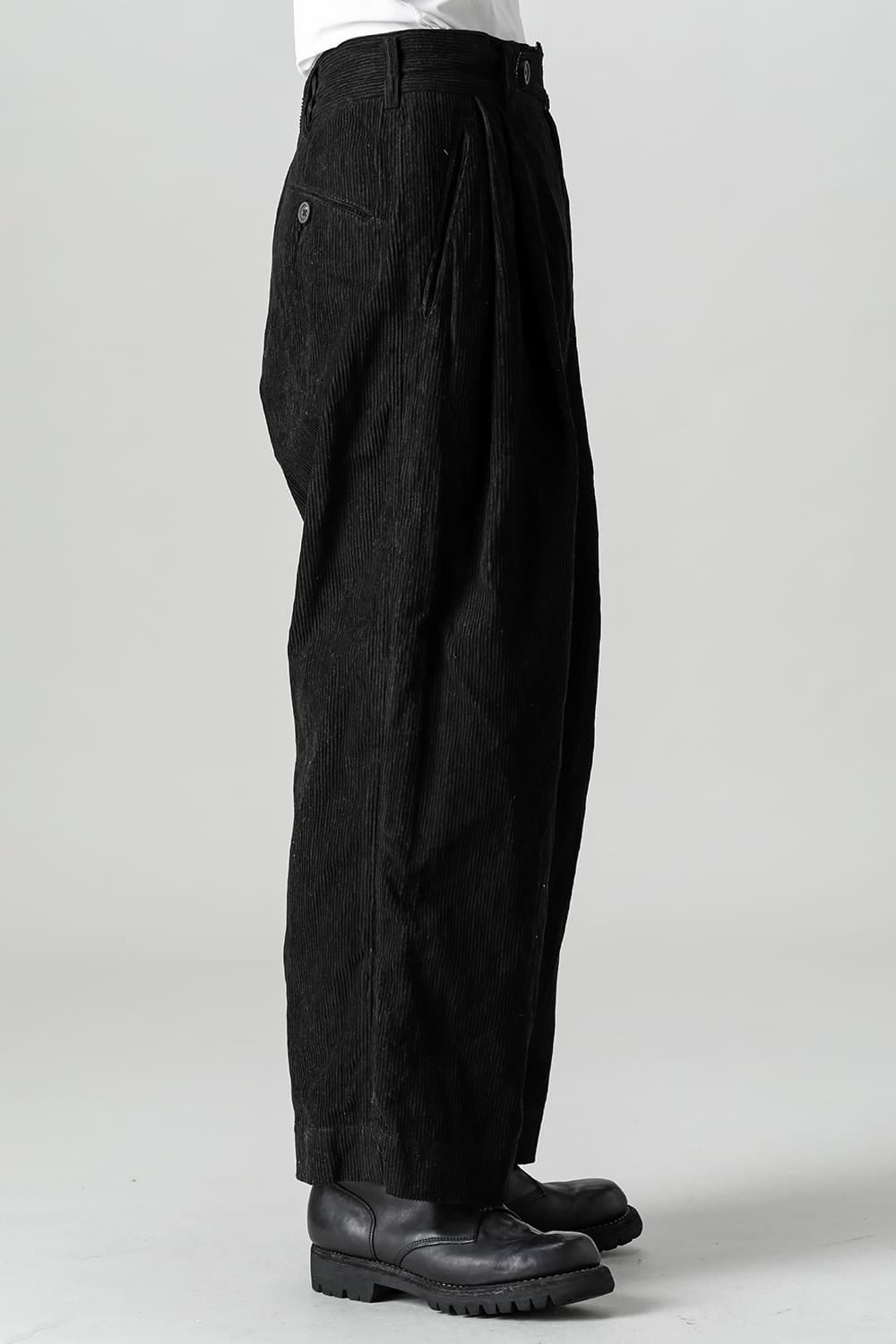 Classic Pleated Wide Leg Corduroy Trousers